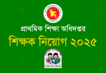 প্রাথমিক শিক্ষক নিয়োগ ২০২৫ – ১০,২১৯ পদে বিশাল বিজ্ঞপ্তি প্রকাশ প্রাথমিক শিক্ষক নিয়োগ ২০২৫ – DPE Job Circular Bangladesh